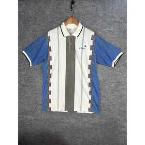 Vintage‎ Head La Paloma Mens Golf Shirt Large Blue White Color Block Embroidered